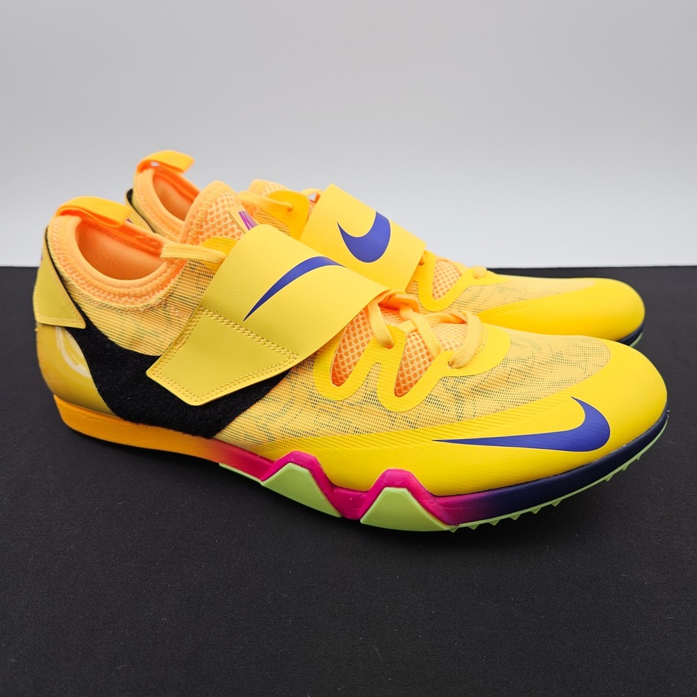 Nike Pole Vault Elite Mens Track Spikes Yellow Pink FZ9649-800 Size 14 New
